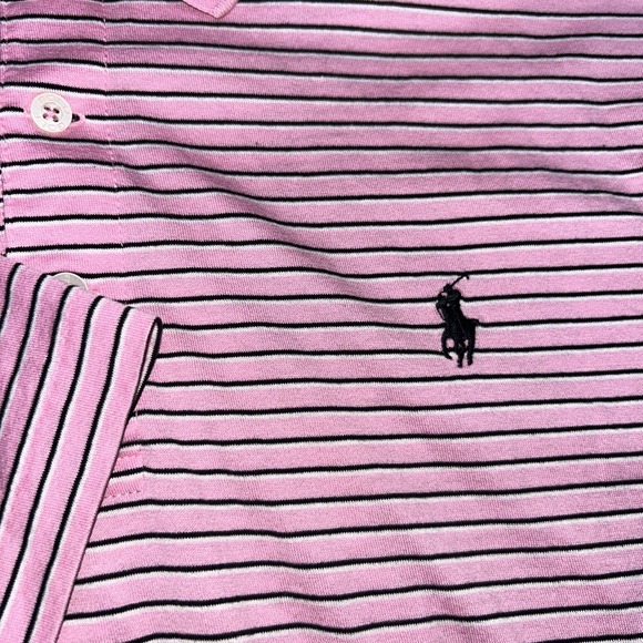 Polo Golf Ralph‎ Lauren Pima Cotton Polo, Men's Large, Pink Black White Stripe - Picture 3 of 9